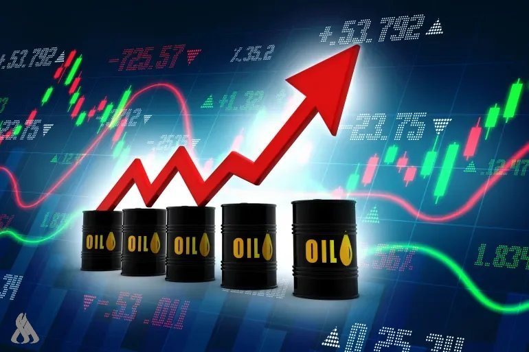 Oil barrels and rising chart