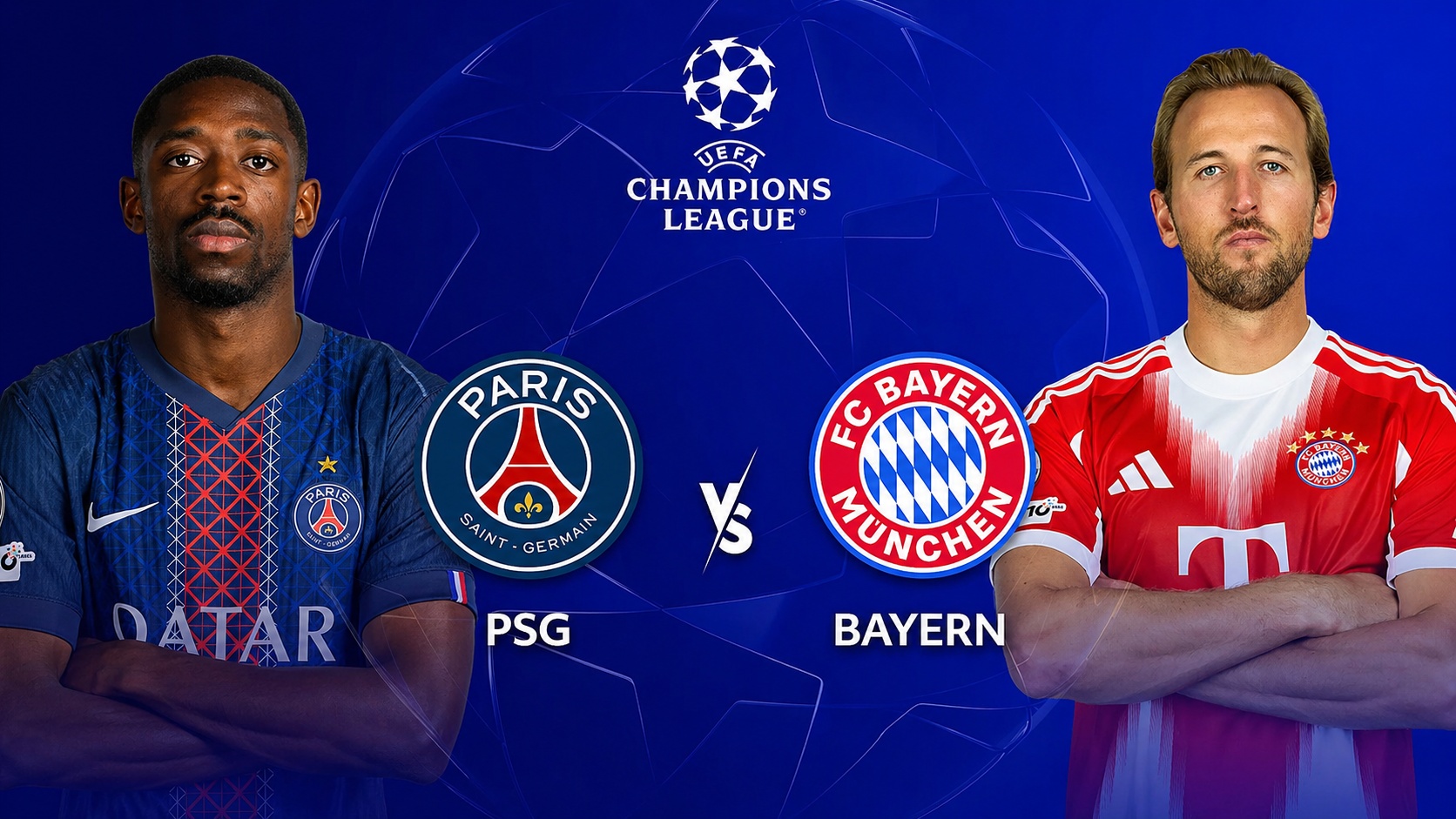PSG and Bayern Munich Champions League semi-final graphic