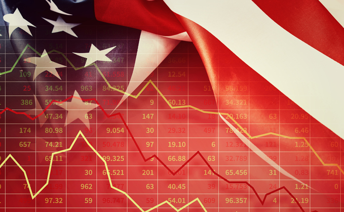 U.S. flag with inflation chart